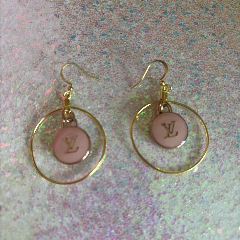Blush and Gold Hoop Earrings